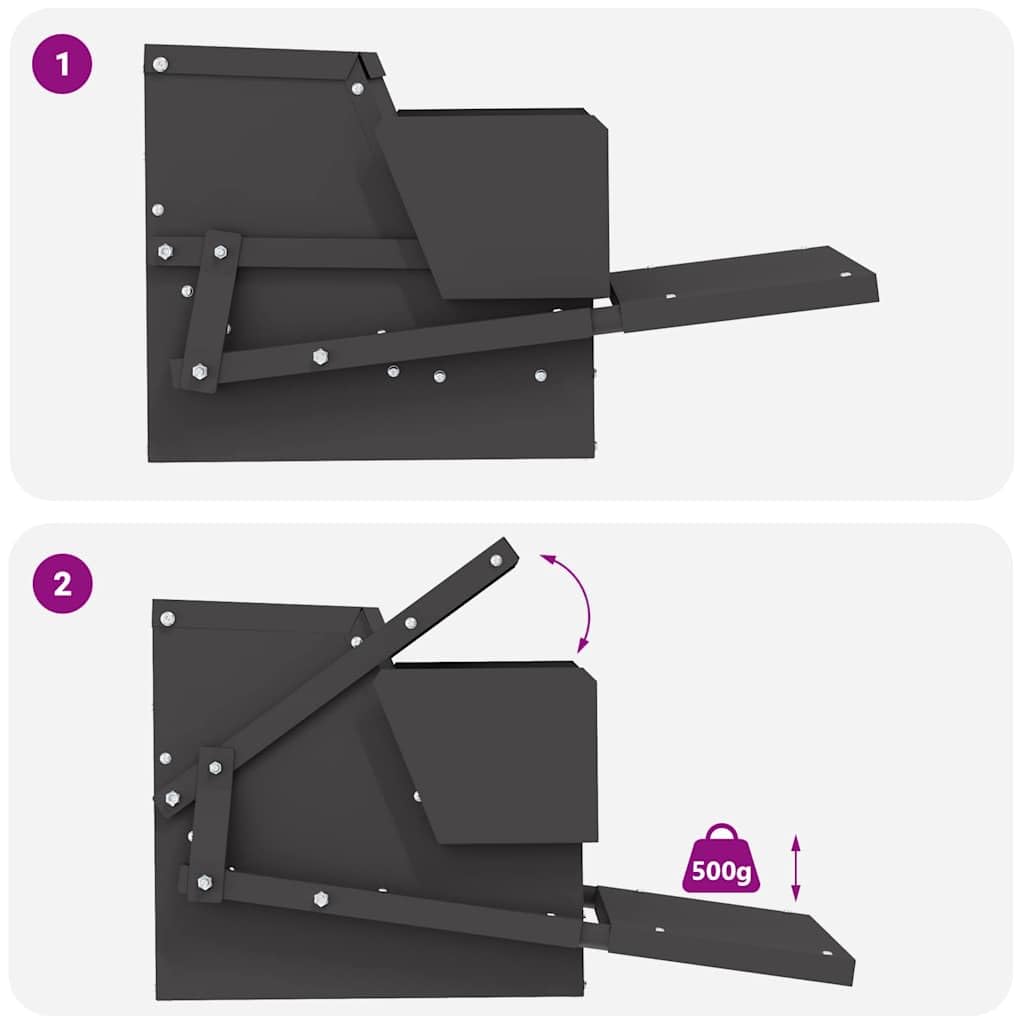 vidaXL Comedero de Pedal para Pollos Negro 50 x 40 x 29 cm, Comedero Moderno de Metal para gallinas, solución de alimentación Resistente para tu Granja y Corral