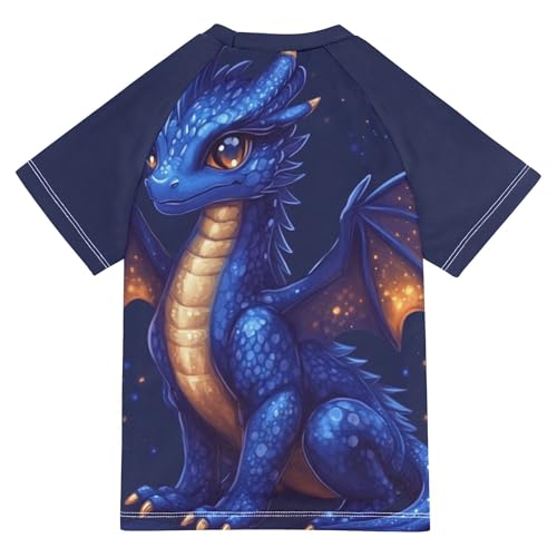 Cartoon Dragon Royal Blue Bathing Suit Kids UV Protection Football Shirt Swimwear Beach Tops 3T2