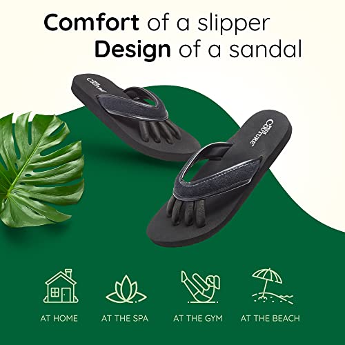 Pedi Couture Pedicure Sandals For Women - Toe Separator Slippers - Black - Medium (7-8) #TOP4