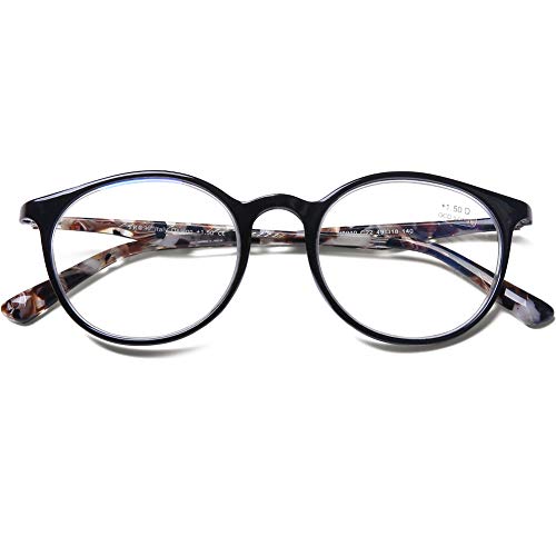 DOOViC Blaulichtfilter Lesebrille Damen 2.0 Schwarz Acetate Rahmen Computerbrille Lesehilfe mit Stärke