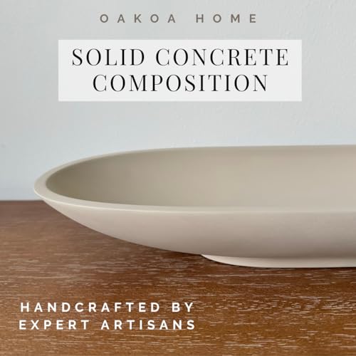 OAKOA Concrete Large Decorative Bowl for Home Decor - Long Decorative Centerpiece Bowl for Table - Coffee Table Bowl for Entryway Table - Large Dough Bowl Decor