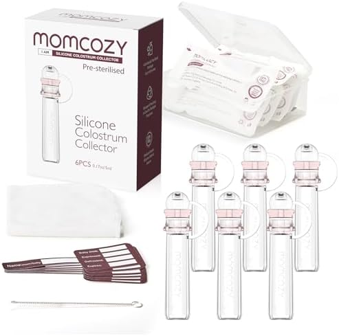 Momcozy Reusable Colostrum Collector with Storage Case and Cotton Wipe, BPA Free Portable Colostrum Container, Multi-Use Collector 5ml - 6pcs