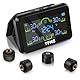Avutrel TPMS Reifendruckkontrollsystem,mit Abnehmbarer Halterung, Solar/USB-Aufladung, 5 Alarmsystem, 4 Externen Reifendrucksensor, für LKW, Wohnmobil, Anhänger, Auto(87psi, 6bar)