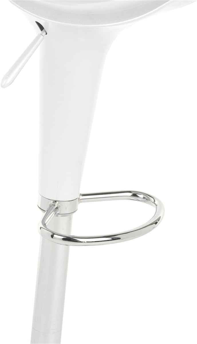 Displays2go Modern Bar Chair, Swiveling, Ergonomic Seat with Adjustable Lift (White ABS Plastic and Chrome)