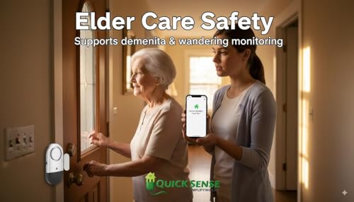 Image of Quick Sense QS-WA01 Door and Window Alarm 120dB | Magnetic Contact Entry Sensor | Wireless Security Alarm for Kids, Elderly and Dementia Safety | Stick On, No Wiring | Pack of 2