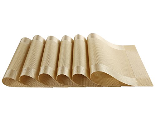 SICOHOME Place Mats,Set of 6,Gold