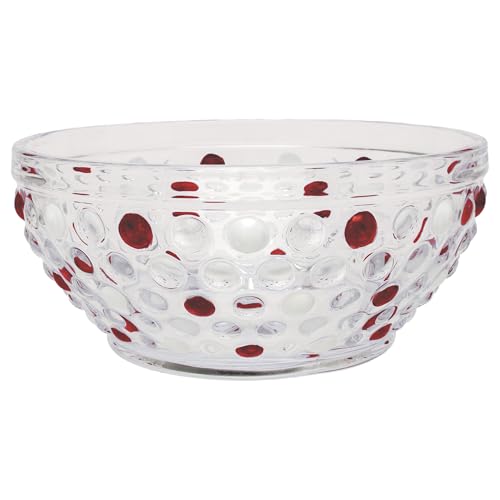 Boston International Vintage-Inspired Hobnail Serving Bowl with Embossed Dot Pattern, Holds 7.75 Cups, Red & White by Boston International - Used condition - US$23.38