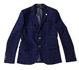  LANGELLA GIACCA UOMO OVER CHECK ORESTE BLU ROYAL ORIGINALE AI NUOVO Taglia IT 46 Colore Blu