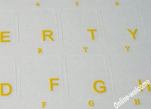 Calcomanías para teclado noruego con fondo transparente y letras amarillas miniatura 3