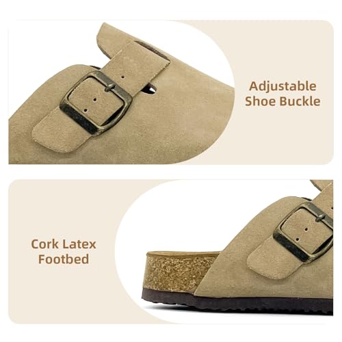 Image of Kids Suede Clogs Boys Girls Sandals Cork Footbed Toddler Slip-on Slippers Indoor Outdoor Cute Sandals Classic Adjustable Buckle