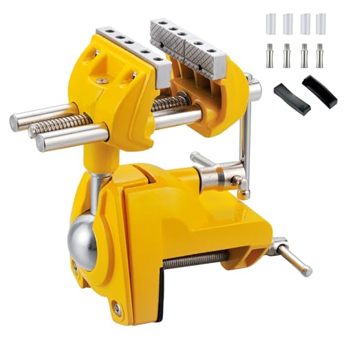 MAXMAN Bench Vise 3 Inch, Heavy Duty Home Bench Clamp with 360° Swivel Base, Multi-Purpose Cast Steel Table Vise, Vise Clamps Fixed Tool for Woodworking, Metalworking, Cutting Conduit, Drilling