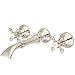 Water Creation Wall Mount Cross Handles Brass Lavatory Faucet in Polished Nickel