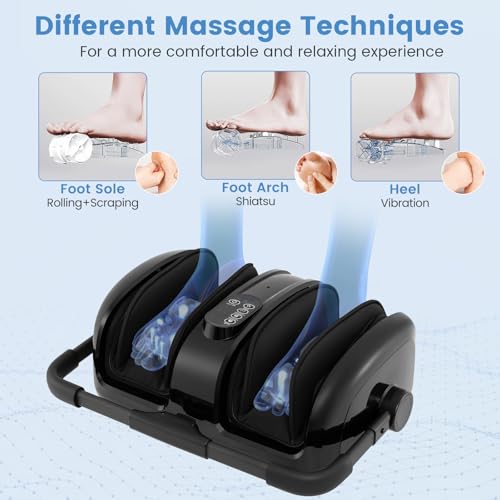 Image of Giantex Foot Massager with Heat, Calf Massager with Remove Control, 2 Vibration Options, 5 Mode & 5 Compression Intensity, 360Adjustable Stand, Shiatsu Foot Massage Machine for Calf Arm Relax (Black)