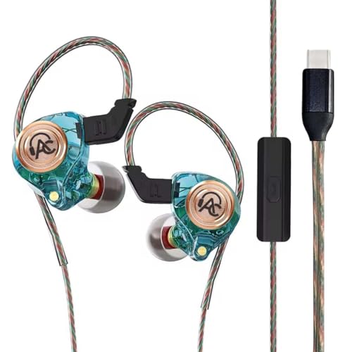 Image of AUDIOCULAR BR Pro IEM Wired Earphones, in Ear Monitor with Type-C Plug, 10mm Titanium Driver, HD Mic, Oxygen-Free Copper Cable, Noise-Isolating Eartips - for Android, Laptops, Tablets