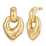 HESSAWELL Gold Irregular Earrings for Women Statement Gold Hoop Pendant Earrings for Women Jewelry