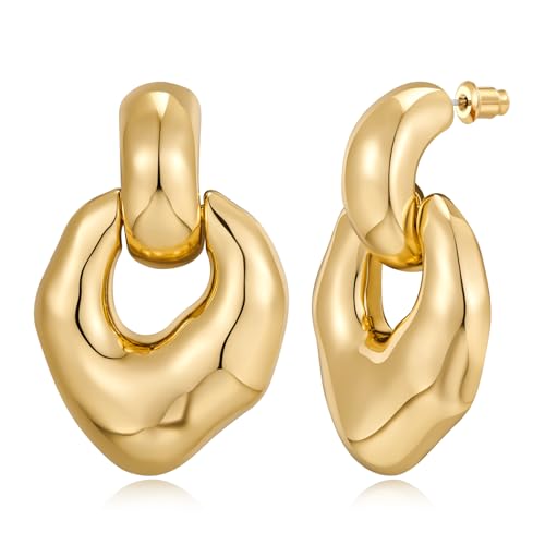 HESSAWELL Gold Statement Earrings for Women Irregular Chunky Dangle Earrings for Women Party