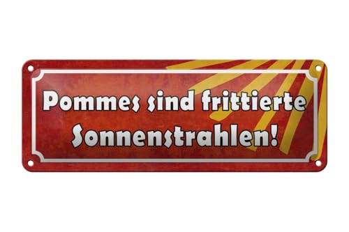 Blechschild 27x10cm gewölbt Pommes Sprüche Deko Geschenk Schild