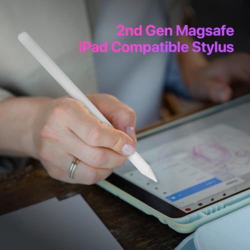 Image of Elfora Magnetic Wireless Charging 2nd Gen Stylus Pen | Palm Rejection & Tilt Sensitivity | Compatible with iPad Pro 12.9 inch (3 /4 /5 /6 Gen), iPad Pro 11 inch (1 /2 /3 /4 Gen), iPad Air 4 /5, iPad mini 6 (White)