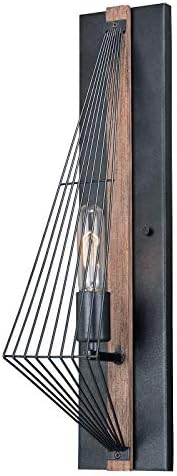 Dearborn 1L Wall Light Burnished Oak/Black Iron