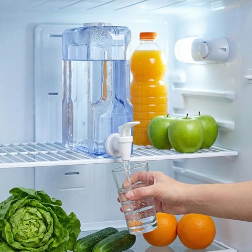 Image of Funnymoom 6 Pcs Drink Water Dispenser for Fridge 0.8 Gallon Beverage Dispenser with Spigot Plastic Reusable Refrigerator Water Dispensers Waters Jug Container for Party Outdoors Camping Hiking Home