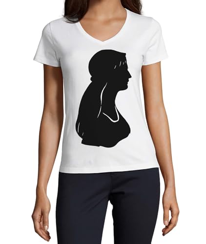 T-shirt col en V coton femme respirant blanc amérindien XXL