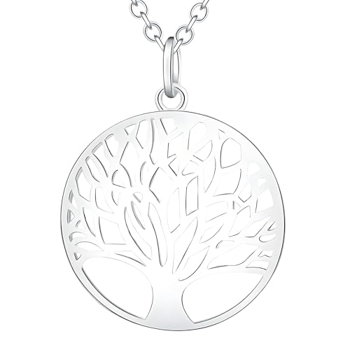 Bijoux tendance exquis : collier arbre de vie rond fini laser