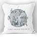 XUWELL Funda de cojín suave con cita romántica, con texto "I Love You to the Moon and Back", color gris, para el día de San Valentín, para sofá, cama, decoración del hogar, 45,7 x 45,7 cm