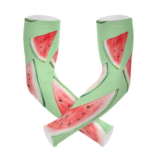PYBUG Watermelon Cooling Arm Sleeves Men Women Breathable with Thumb Hole Sun Protection for Gardens,Gardening,Farms,Driving,Cycling