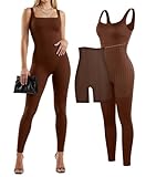 Popilush Shapewear Jumpsuits for Women Built-in Bra Tummy Control Bodysuit Square Neck Sport Romper Summer Outfit