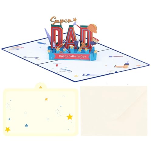 Father's Day Card - Classic 3d Sentimental Dad Memory Card | High Precision Father Respect Appreciation Note, Thank You Cards fo