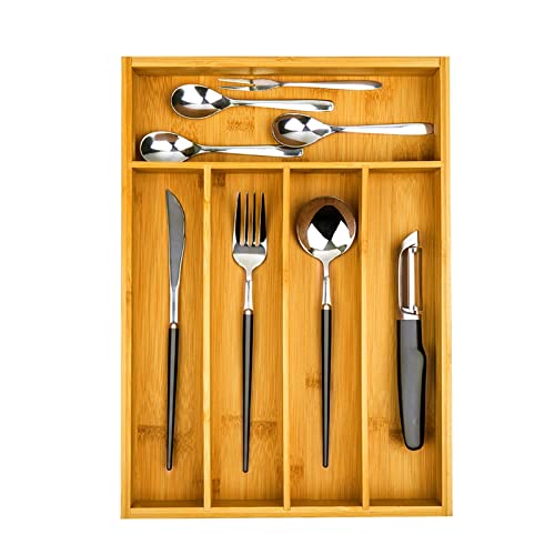 Unibambou Bamboo Utensil Drawer Organizer, Silverware Tray Organizer, Kitchen Drawer Organizer For Flatware Cutlery, Silverware Tray For Drawer (Natural) #TOP6