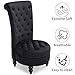 AVAWING Throne Royal Chair Set of 2 for Living Room, Button-Tufted Accent Armless High Back Chair with 24.6 Inch Larger Seat, Thick Padding and Rubberwood Legs, Mysterious Black