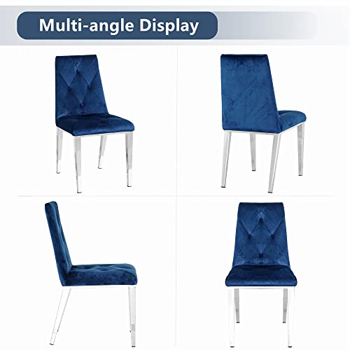 Ufurpie Dining Room Chairs With Velvet Fabric Dining Chairs Set Of 2 With Chrome Legs,Backrest And Button Velvet Fabric Design,Luxury Home Furniture For Dining Room And Kitchen(Set Of 2) (Blue) #TOP7