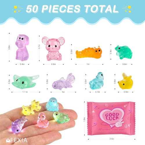 Image of FEXIA 50PCS Mystery Glow in the Dark Mini Resin Animal Blind Bag Figures