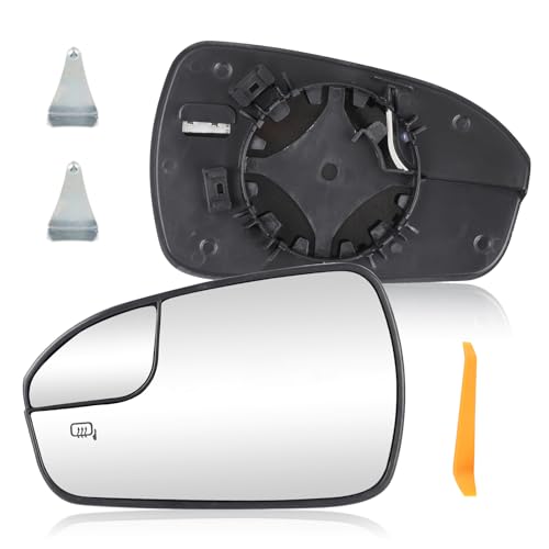 Driver Left Side Power Heated Mirror Glass for 2013-2020 Ford Fusion with Rear Holder, Blind Spot Design, Replace for DS7Z17K707F, DS7Z-17K707-F