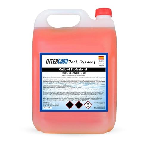 Minorador de pH Líquido para Piscinas Garrafa 5L – Reductor y regulador eficaz para Bajar pH Alto – Uso Profesional y doméstico – Ideal para Piscinas privadas, comunitarias, spas y centros Deportivos