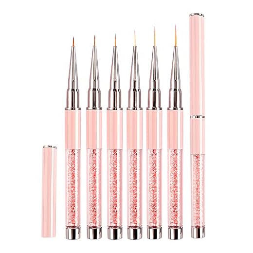 5/7/9/11/13/15mm Pinceles para Uñas Fino Decoracion Nail Art con Tapa 6 Piezas, LEA-SHALL Pincel de Gel Semipermanente Acrilica Profesional Kit Manicura Set Pintura Liner para Casa Bricolaje