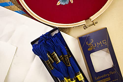 Image of Dark Royal Blue Embroidery Thread, 12 Pieces, 100% Egyptian Cotton, Premium Skeins, Oeko-Tex Certified, 8.75 Yards Long, Cross Stitch Embroidery Floss