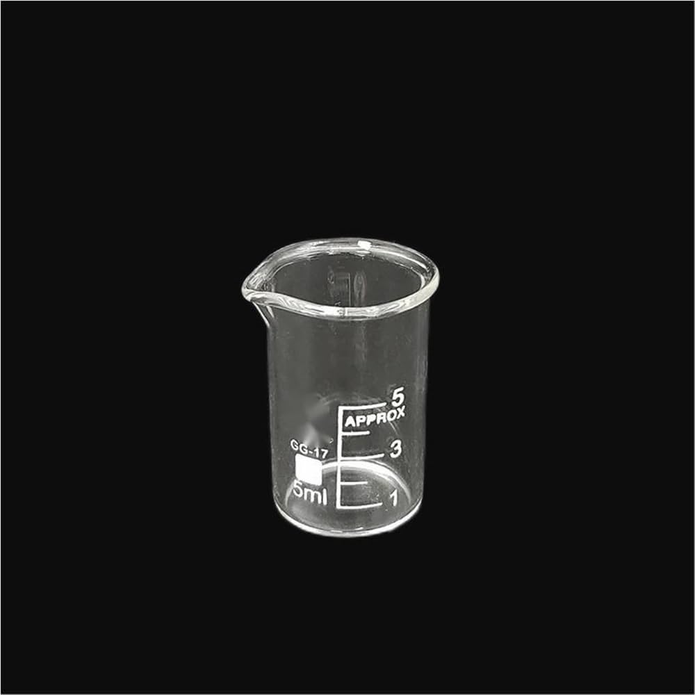 Cilindro graduado y vaso de precipitados, equipo de laboratorio de vidrio de borosilicato, forma baja, 5 ml, 10 ml, 25 ml, transparente, ideal para uso en laboratorio