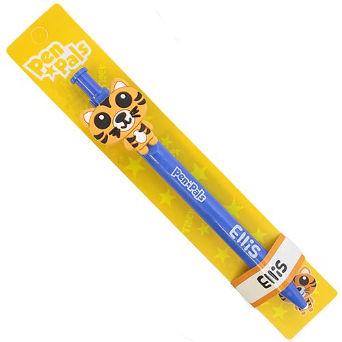 Stands Out, Supplying Outstanding Gifts Ellis Boys Personalised Blue Retractable Pen With a Fun Tiger Character With Blue Ink