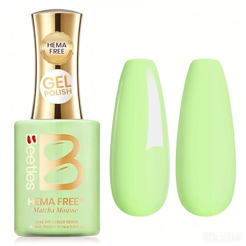 Image of Beetles Green Gel Nail Polish - Matcha Mousse 15ML Full Size, HEMA-Free Pastel Green Gel Polish, Same Color Same Bottle, Soak Off UV LED Lamp Pastel Nails Art, Manicure Salon Summer Nails
