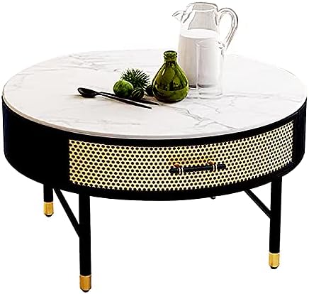 ZYWH Coffee Table White Marble Modern Cocktail Table top Desk for Living Room, Sofa/ Office Table, Elegant Table (D:21.6 inch Round)