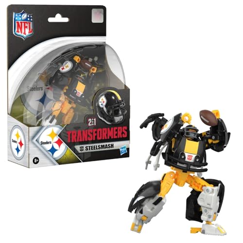Image of Transformers NFL Pittsburgh Steelers Steelsmash 5.5-Inch Action Figure Changes from Robot to Helmet, Football Toys for Ages 8+