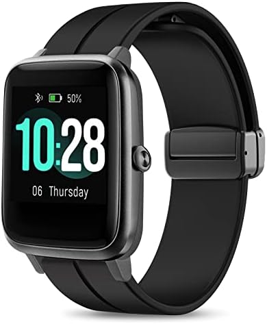 NewJourney for Veryfitpro Bands Replacement, 19mm Magnetic Folding Clasp Silicone Band for Very fit pro ID205, ID205L, ID205U, ID205S, ID205G, ID215G, ID216, SW020, SW021, SW023, YM020, YM021, YM023, YM205L, Uwatch3 GT Ufit Smart Watch