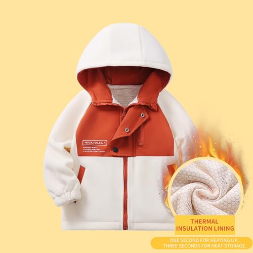 Warm Fuzzy Hooded Down Jackets for Children Boy Girl Fleece Lined Wool Color Block Down Jackets Hood Outfit Child2