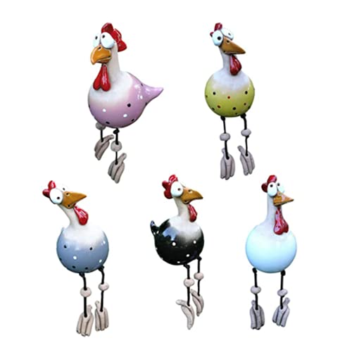 Keramik Huhn Gartendeko, Tierfigur Gartenstecker Keramikfigur Handarbeit Ornament,Gartendeko Huhn Deko,Handarbeit Gartenstatue Dekorative Huhn Gartenstecker,Henne Gartenfigur Huhn Deko (5 Stück) Cover