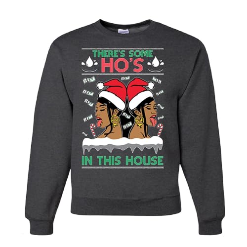 wild custom apparel Ugly Christmas Sweater COLLECTION 15 Black Heather Crewneck Sweatshirt