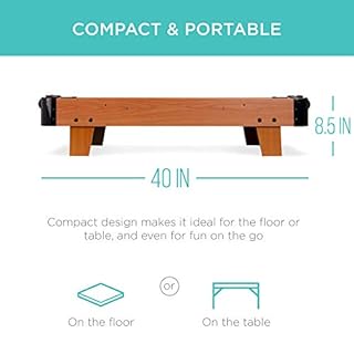 Best Choice Products 40in Air Hockey Arcade Table w/ 100V Motor, Electric Fan, 2 Strikers, 2 Pucks - Light Brown