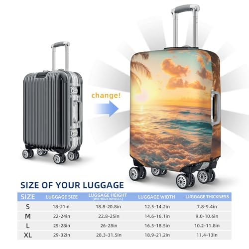 Tropical Sunset Beach Scene For Travel Luggage Cover Suitcase Protector Fits 18-32 Inch Travel Luggage Protector Elastic Luggage Anti-Scratch Suitcase Cover4