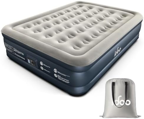 （14:30時点） iDOO エアーベッド エアマット ダブルサイズ エアベッド 電動ポンプ内蔵 フロック表面加工 耐久 安定 エアーマット 長さ203×幅152×厚さ46cm 耐荷重295kg 空気ベッド 人気 快適な寝心地 折り畳み 収納バッグ付き キャンプ 家庭用 来客 防災用 灰色